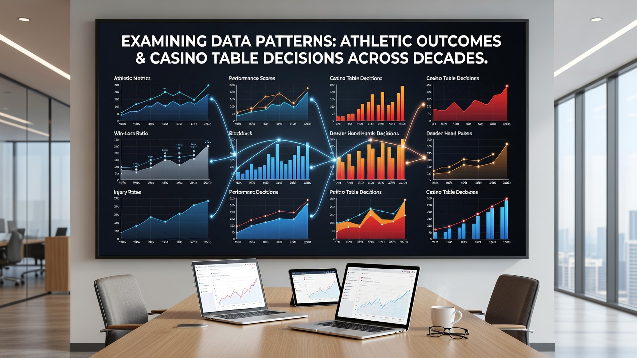 Graph illustrating player decision metrics at casino tables synchronized with professional sports league standings changes over multiple decades